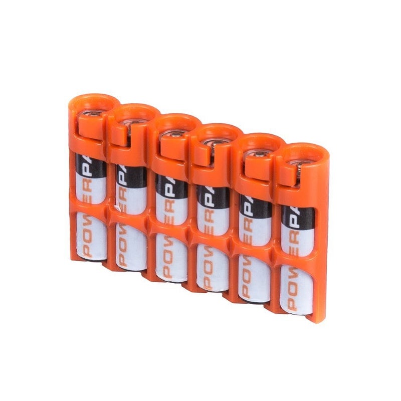 Storacell SLAAAORG by Powerpax SlimLine AAA Battery Caddy, Orange, Holds 6 Batteries, 1 Count (Pack of 1) - Image 1